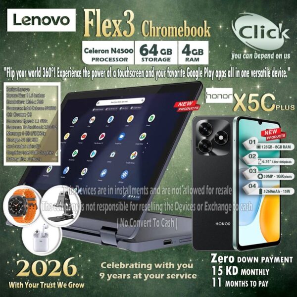 Lenovo Flex 3 Chromebook + Honor X5C Plus